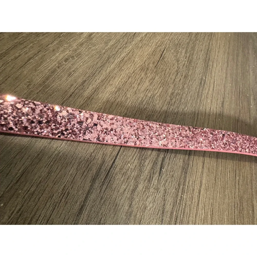 Gap Pink Glitter Skinny Belt Silver Buckle Leather Lined XL Womens Accessory